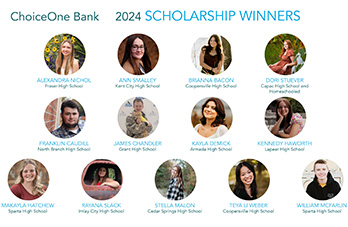 ChoiceOne Bank Awards 13 Annual Scholarships to Local High School Seniors